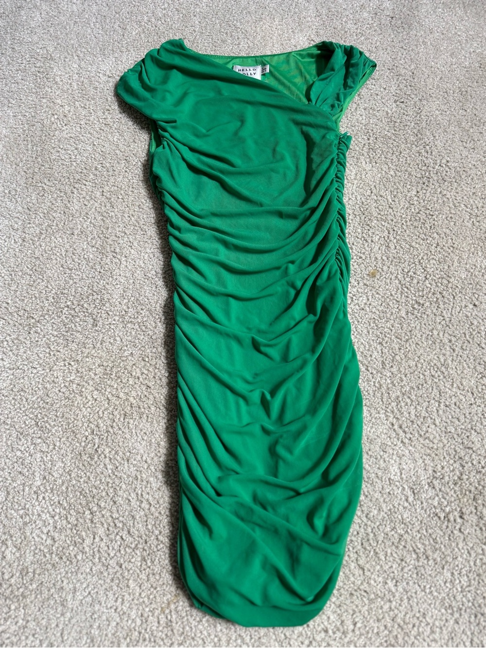 Hello Molly Emerald Green One-Shoulder Ruched Dress